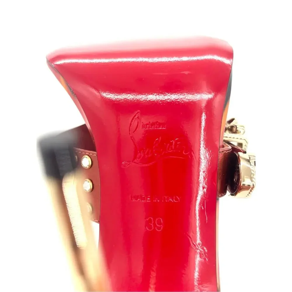 Christian Louboutin Wosandal Pic 100 Rodeo Fire Red Spike High Heel Sandals 39